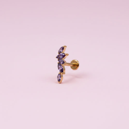 Piercing Arco olivos morados - Titanio (Recubrimiento PVD GOLD)