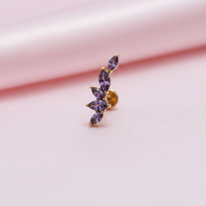 Piercing Arco olivos morados - Titanio (Recubrimiento PVD GOLD)