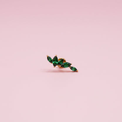 Piercing Arco olivos Esmeralda - Titanio (Recubrimiento PVD GOLD)