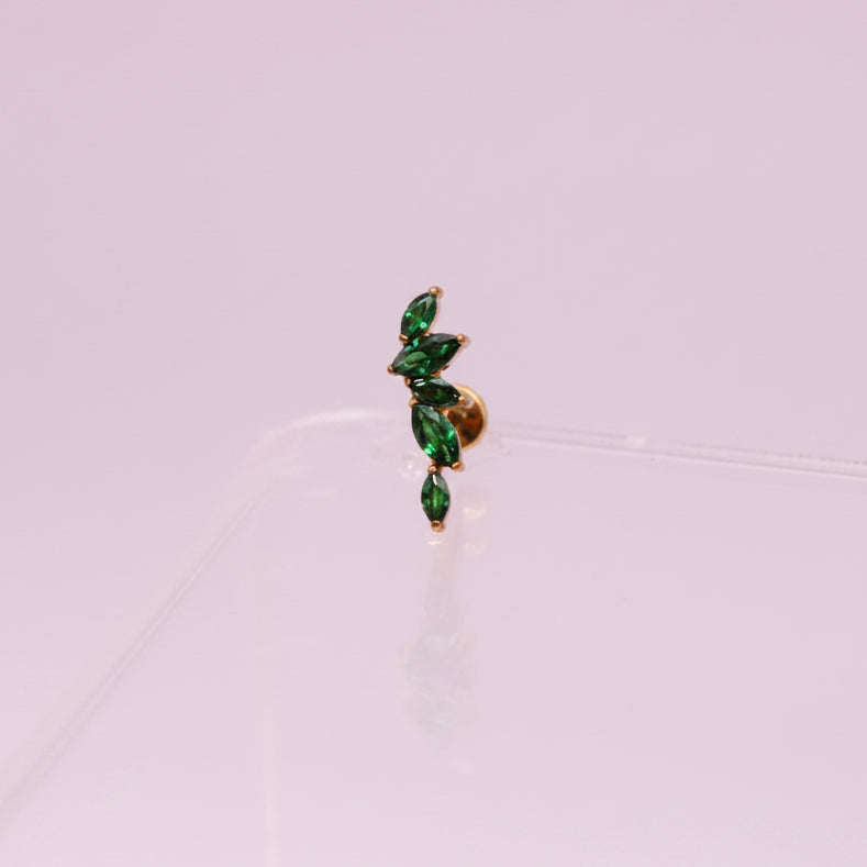 Piercing Arco olivos Esmeralda - Titanio (Recubrimiento PVD GOLD)