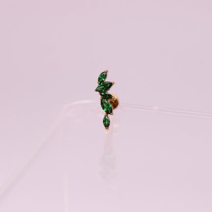 Piercing Arco olivos Esmeralda - Titanio (Recubrimiento PVD GOLD)