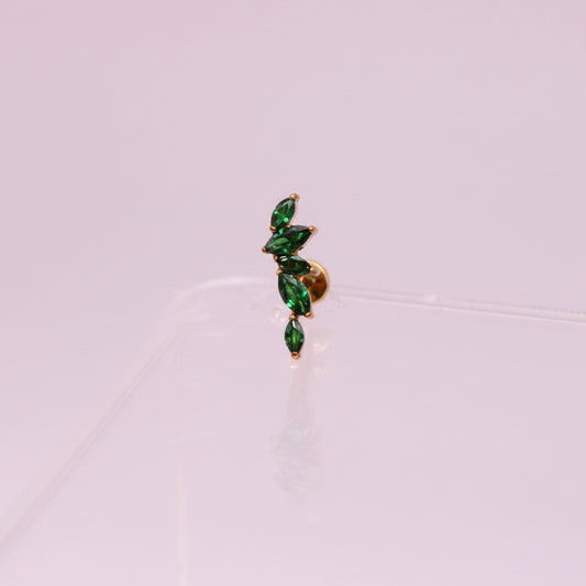 Piercing Arco olivos Esmeralda - Titanio (Recubrimiento PVD GOLD)