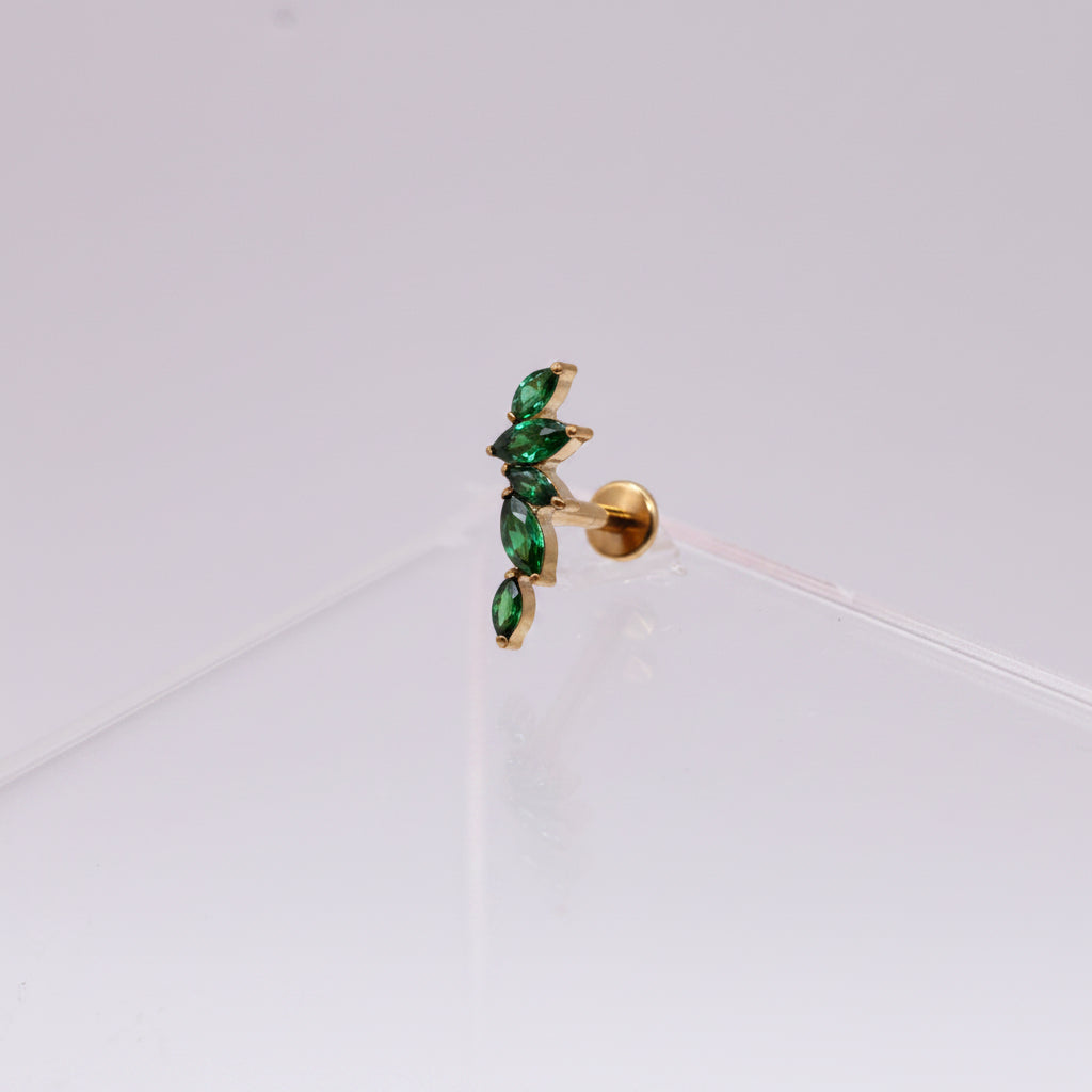 Piercing Arco olivos Esmeralda - Titanio (Recubrimiento PVD GOLD)