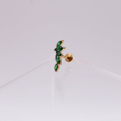 Piercing Arco olivos Esmeralda - Titanio (Recubrimiento PVD GOLD)