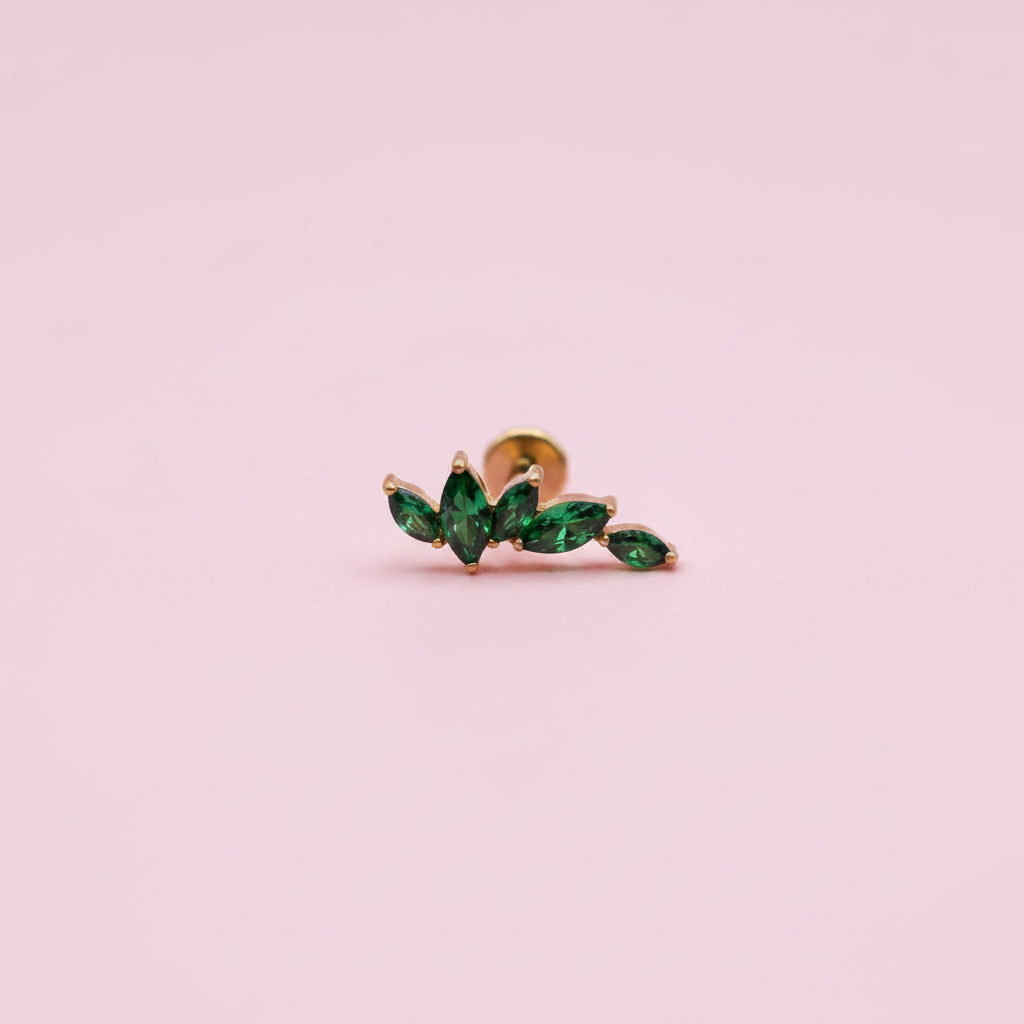 Piercing Arco olivos Esmeralda - Titanio (Recubrimiento PVD GOLD)