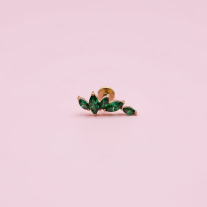 Piercing Arco olivos Esmeralda - Titanio (Recubrimiento PVD GOLD)