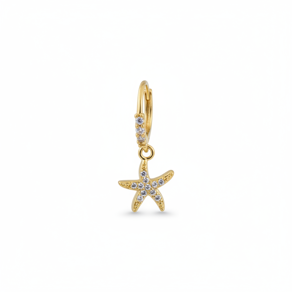 Huggie con colgante Estrella de Mar - Chapado de oro 18k
