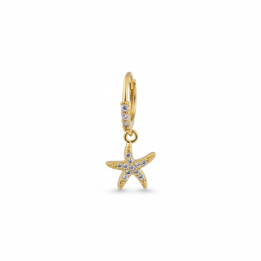 Huggie con colgante Estrella de Mar - Chapado de oro 18k