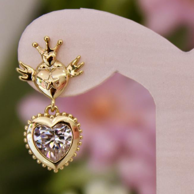 Aretes Corazón colgante - Oro laminado