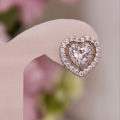 Aretes Corazón zirconia - Baño de Rodio