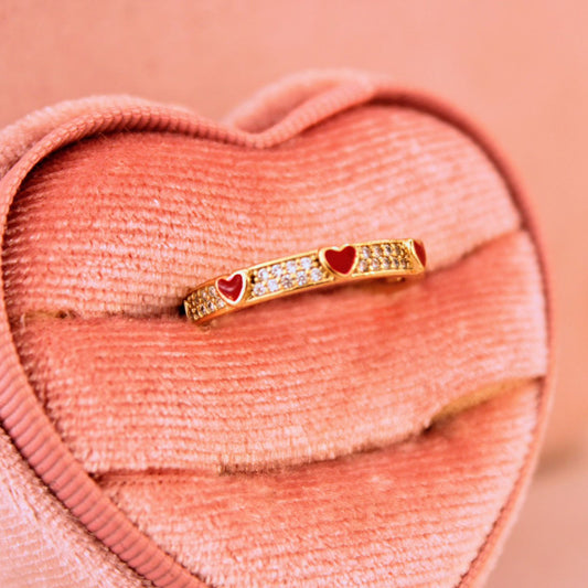 Anillo corazones - Oro laminado 14k