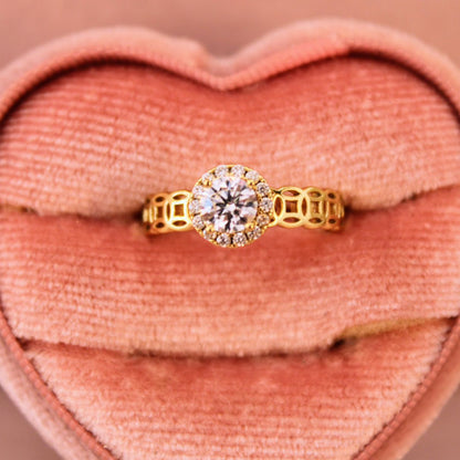 Anillo Zirconia - Oro laminado 14k