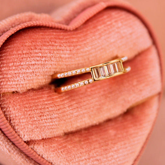 Anillo perlitas - Oro laminado 14k