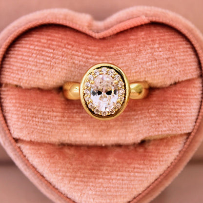 Anillo zirconias - Oro laminado 14 k