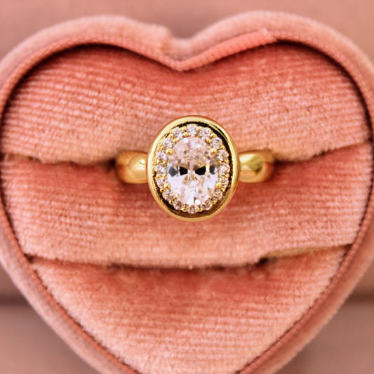 Anillo zirconias - Oro laminado 14 k