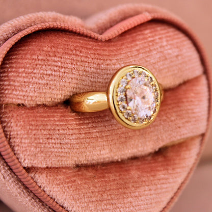 Anillo zirconias - Oro laminado 14 k