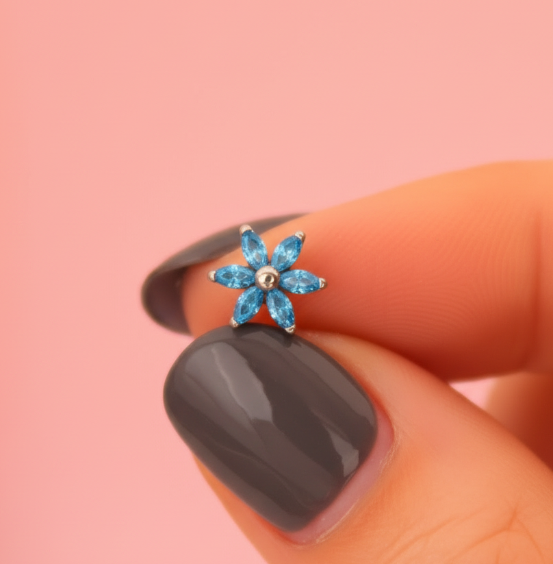 Piercing Margarita Azul - Labret Titanio