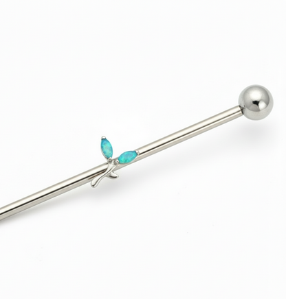 Piercing Industrial hojitas azules - Titanio