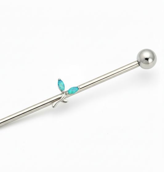 Piercing Industrial hojitas azules - Titanio