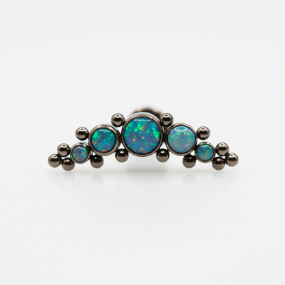Piercing  5 pastillas y 14 microesferas Opalo tornasol - Titanio