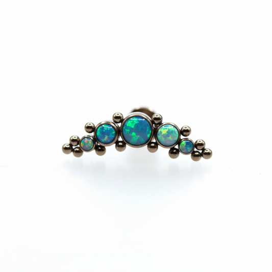 Piercing  5 pastillas y 14 microesferas Opalo tornasol - Titanio