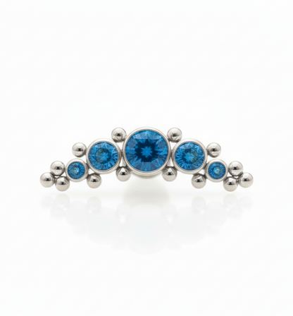 Piercing 5 pastillas y 14 microesferas zirconias azules- Titanio (Labret)