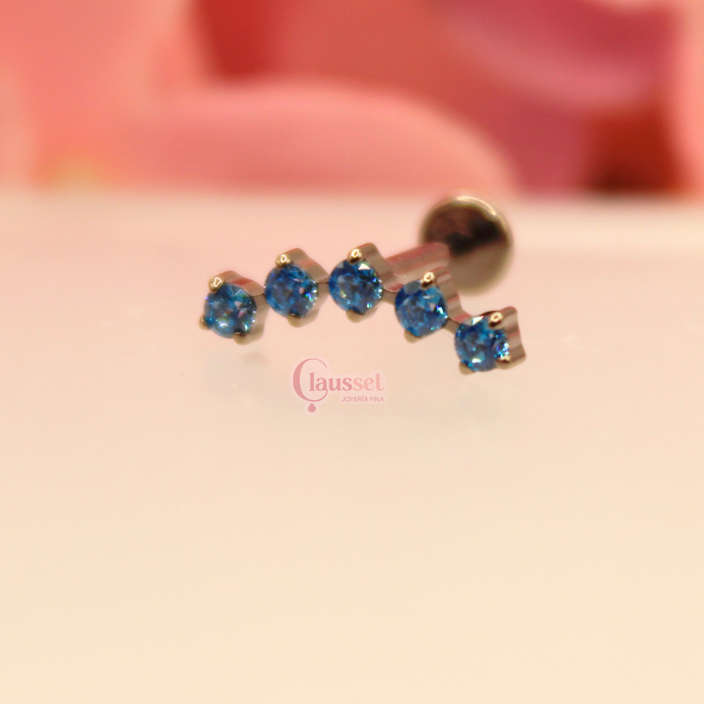 Labret Arco de zirconias turquesa - Titanio GI
