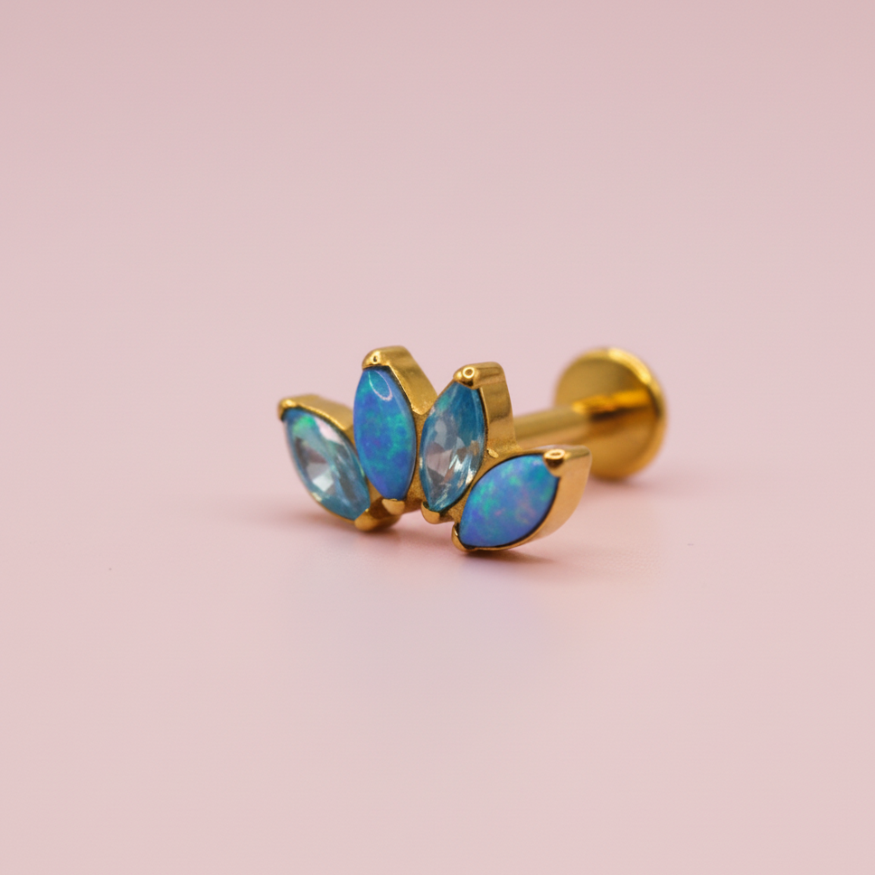 Piercing loto especial ópalo azul - Titanio