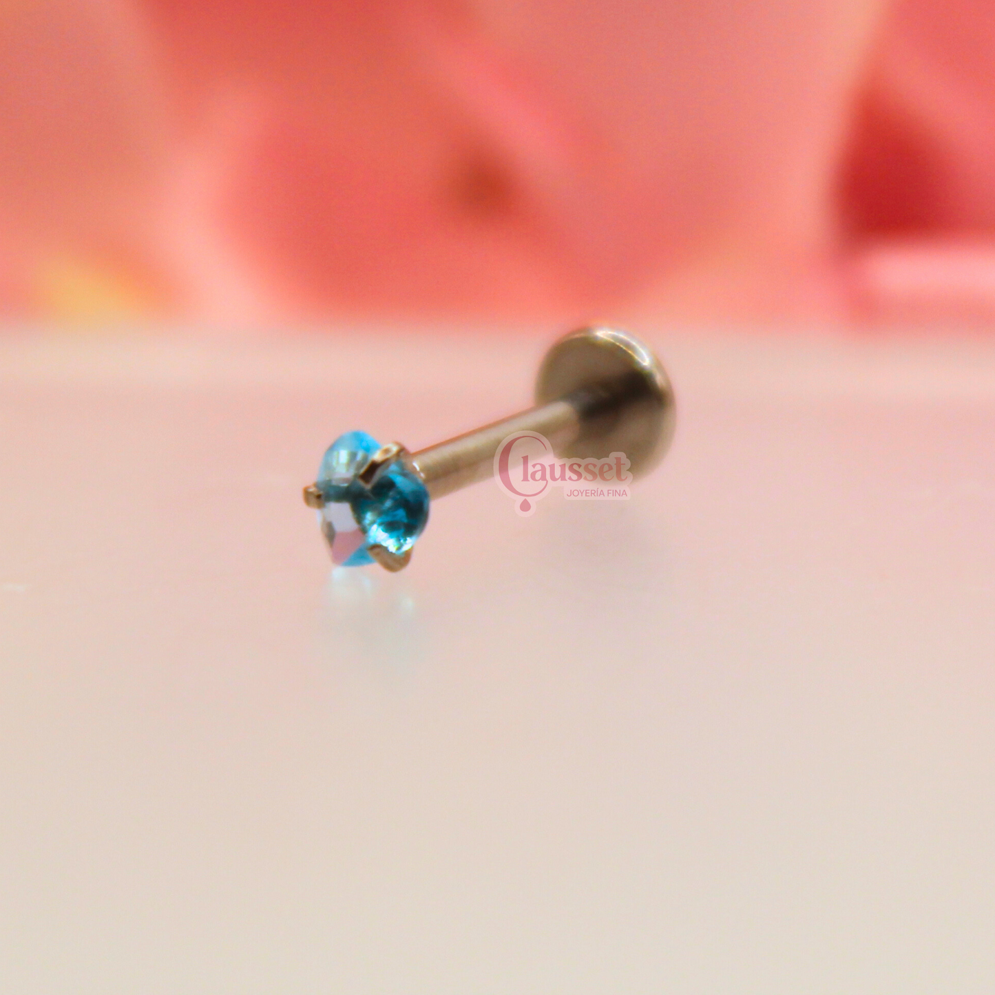Labret corazón azul turquesa - acero quirúrgico