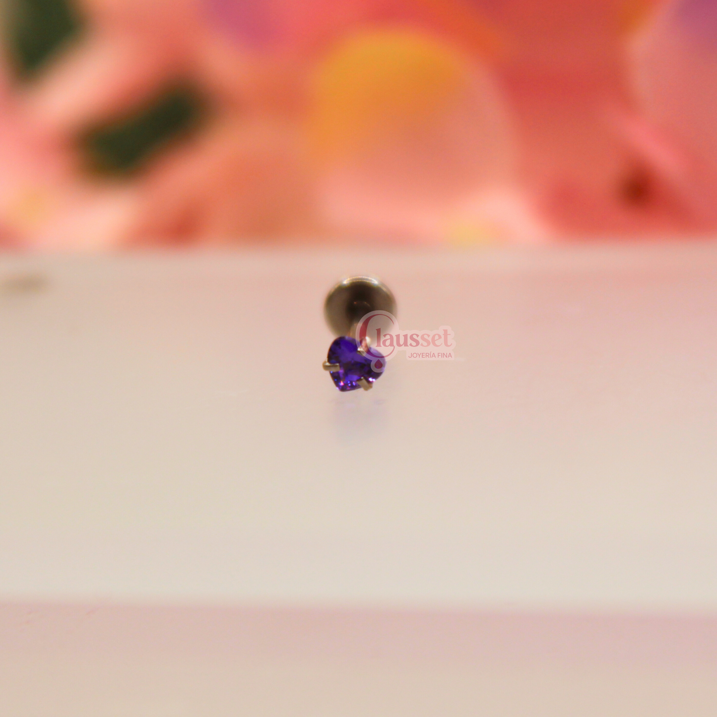 Labret corazón morado - acero quirúrgico
