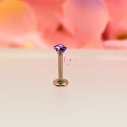 Labret corazón morado - acero quirúrgico