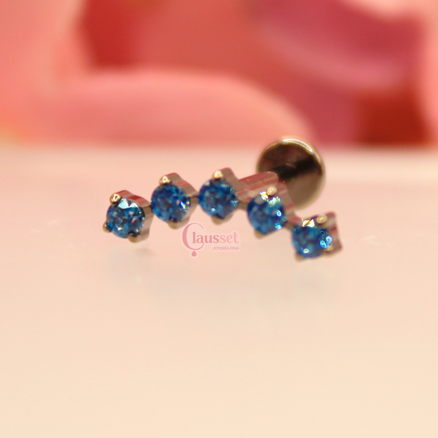 Labret Arco de zirconias turquesa - Titanio GI