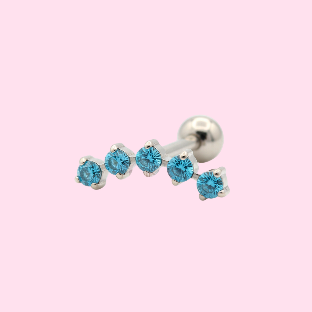 Labret Arco de zirconias azules - Titanio GI