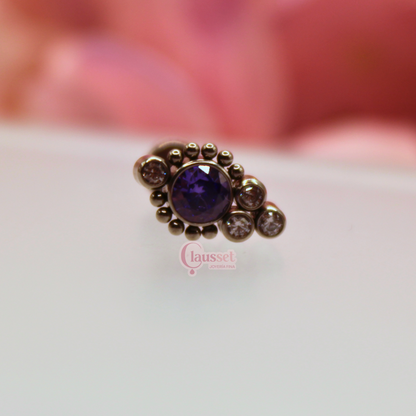 Labret zirconia princesa morada 4 pastillas