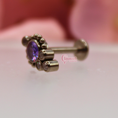 Labret zirconia princesa morada 4 pastillas