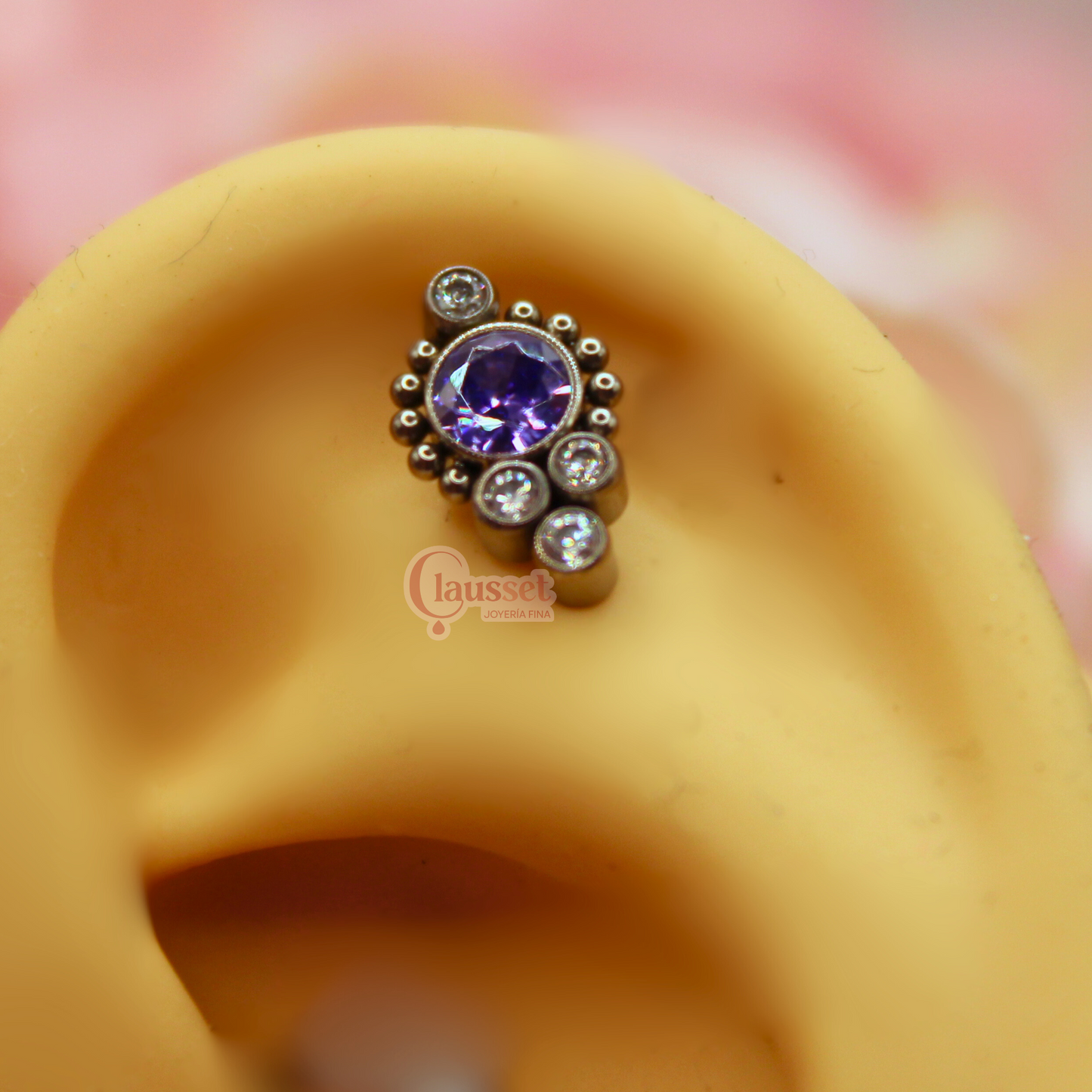 Labret zirconia princesa morada 4 pastillas
