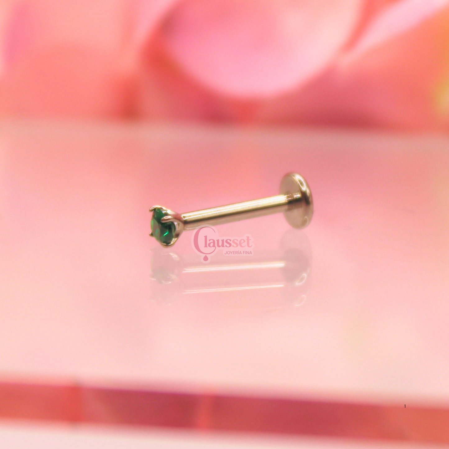 Labret zirconia mini verde - Titanio