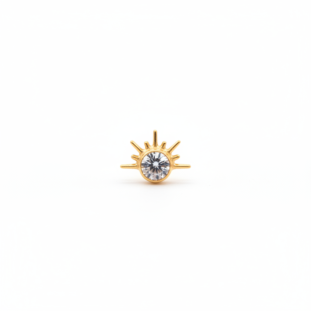 Piercing Medio Sol Dorado - Titanio (Labret)