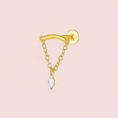 Piercing dorado para helix rombi colgante- Titanio (Labret)