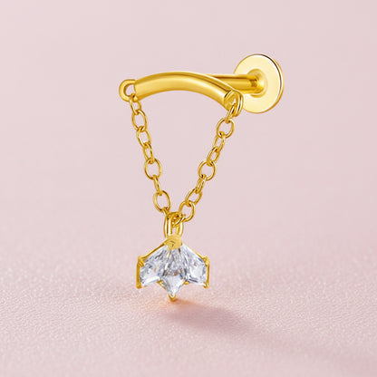 Piercing dorado para helix con marquise colgante- Titanio (Labret)