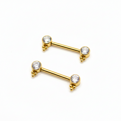 Pezón maxi diseño zirconia blanca con 3 mini esferas