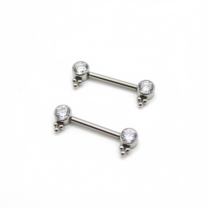 Pezón maxi diseño zirconia blanca con 3 mini esferas