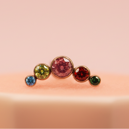Piercing 5 pastillas Arcoiris - Titanio (Labret)