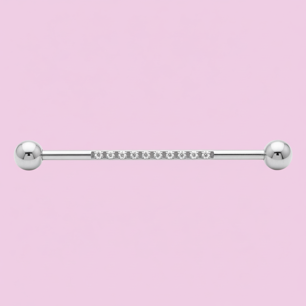 Piercing Industrial diseño 10 zirconias-Titanio