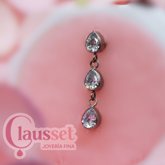 Labret Colgante 3 zirconias - Titanio