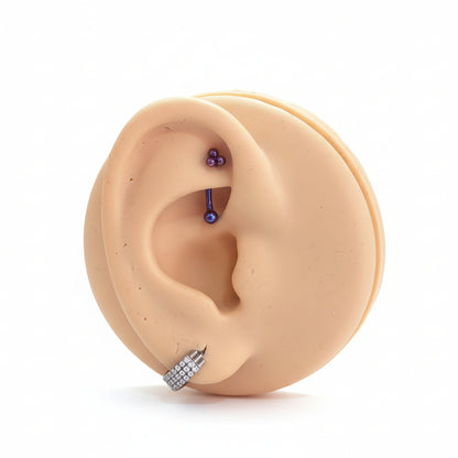 Piercing Banana para ceja/rook triple esferas azul - Titanio