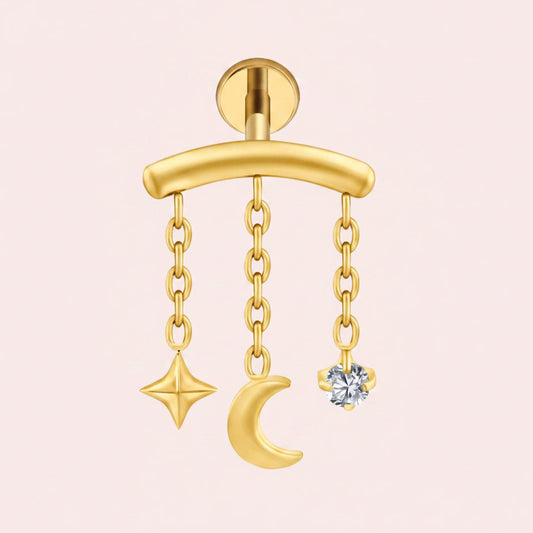 Piercing Cascada Estelar colgante - Titanio (Labret)