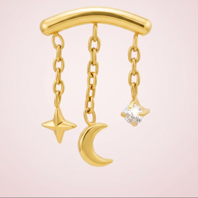 Piercing Cascada Estelar colgante - Titanio (Labret)