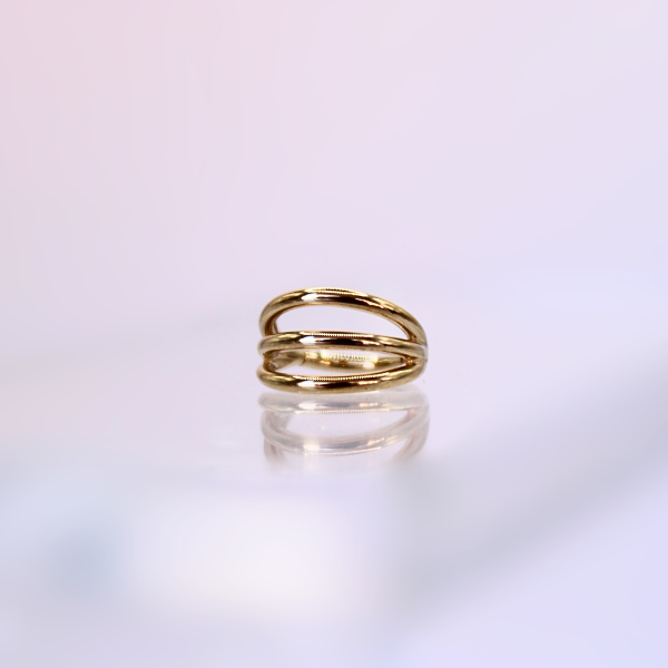 Aro Clicker Liso Triple- Oro solido 14k