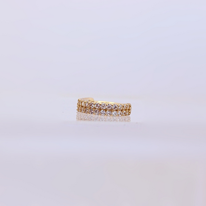 Aro Clicker Doble con Zirconias- Oro solido 14k